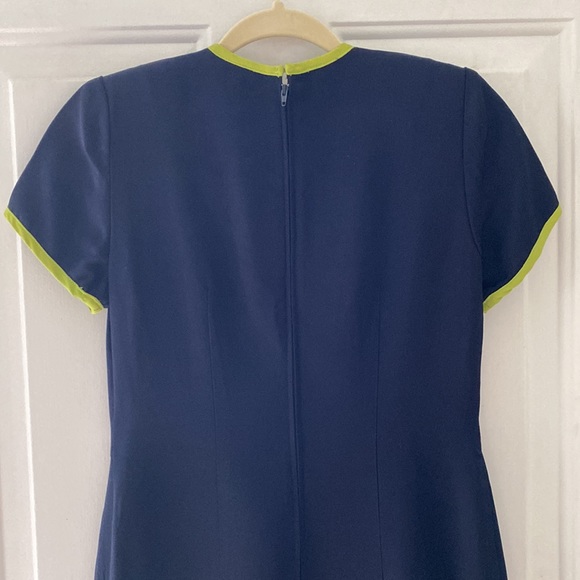 Vintage Danny & Nicole New York Navy w/ Lime Green Dress Petite 4 - Picture 6 of 7